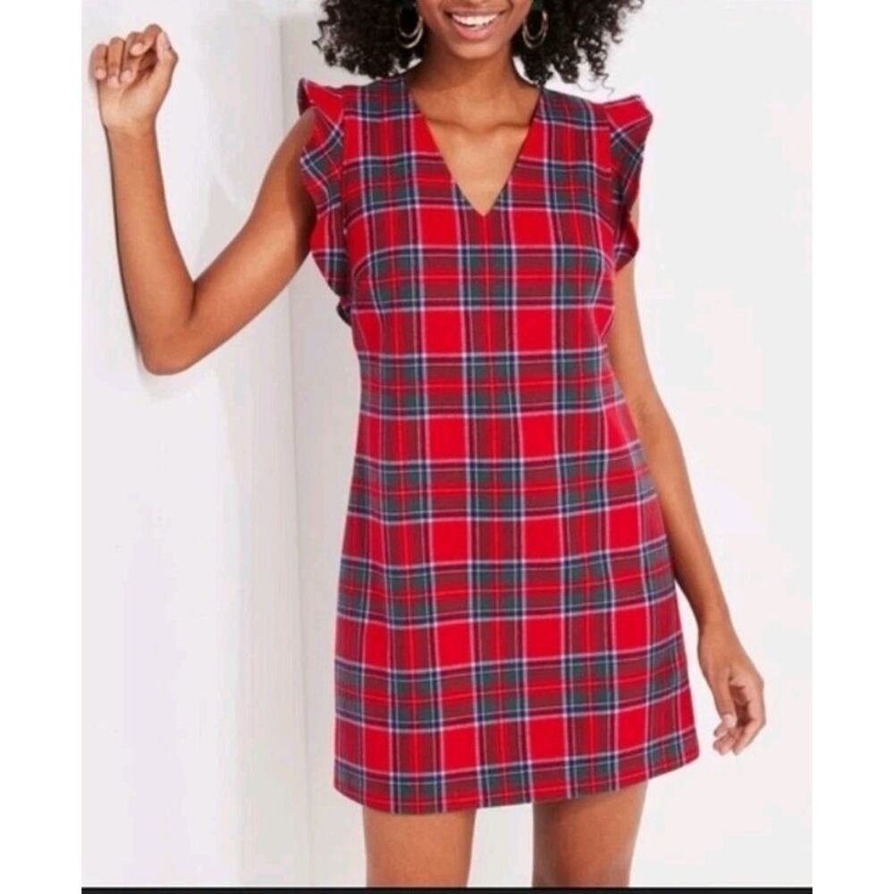 Vineyard Vines Red Plaid Midi Dress